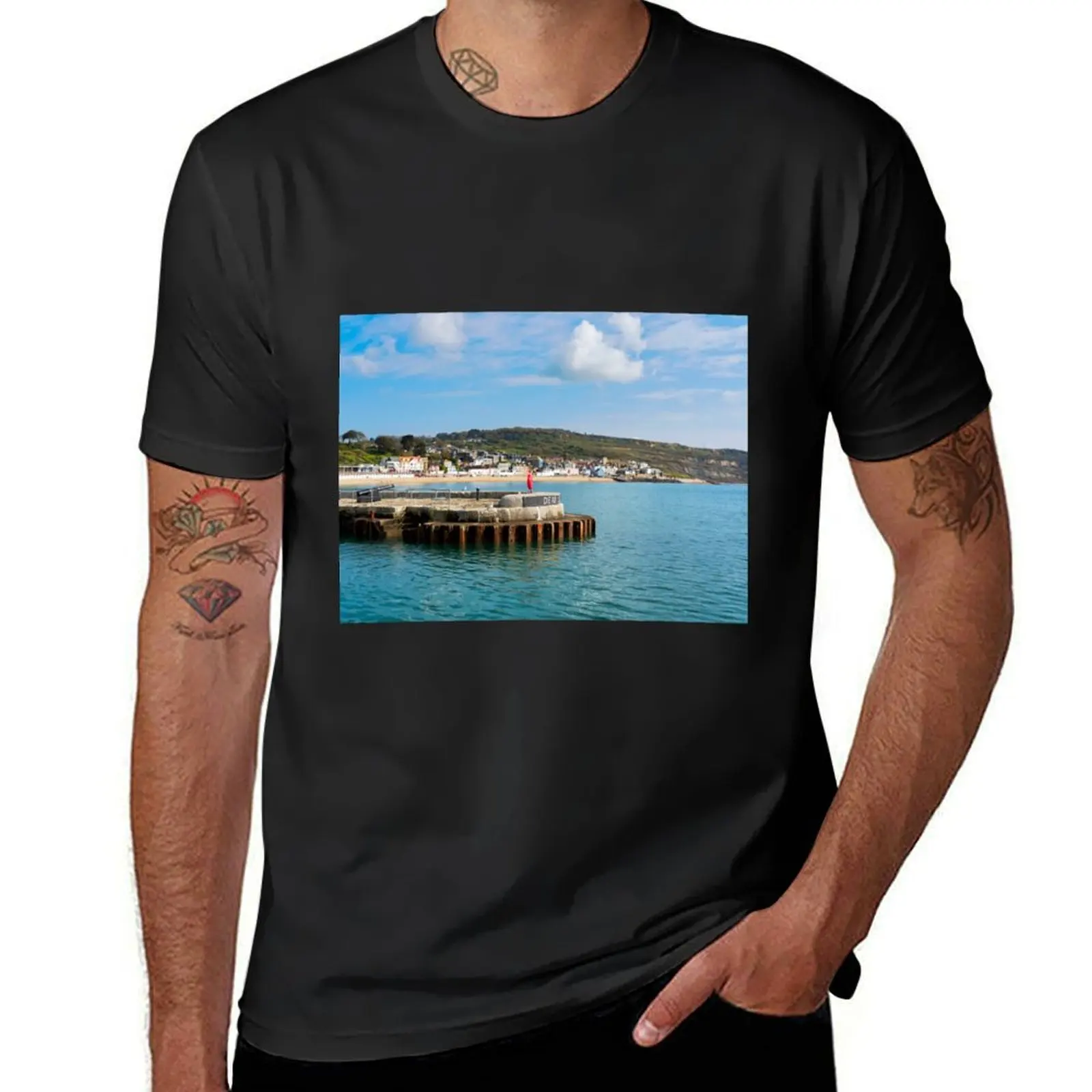 

A View of Lyme Regis from the Harbour T-Shirt plus size tops boys whites heavyweight t shirts for men