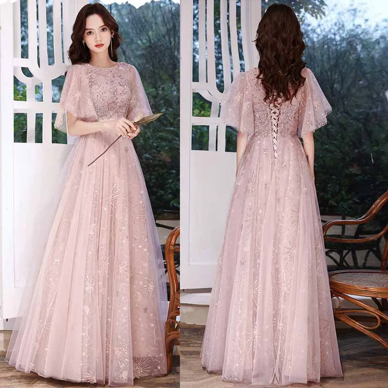 Vintage Elegant Temperament Dress Women's Sexy Slim Fit Gauze Skirt Choir Performance Costume Wedding Party Gown Prom Cheongsam