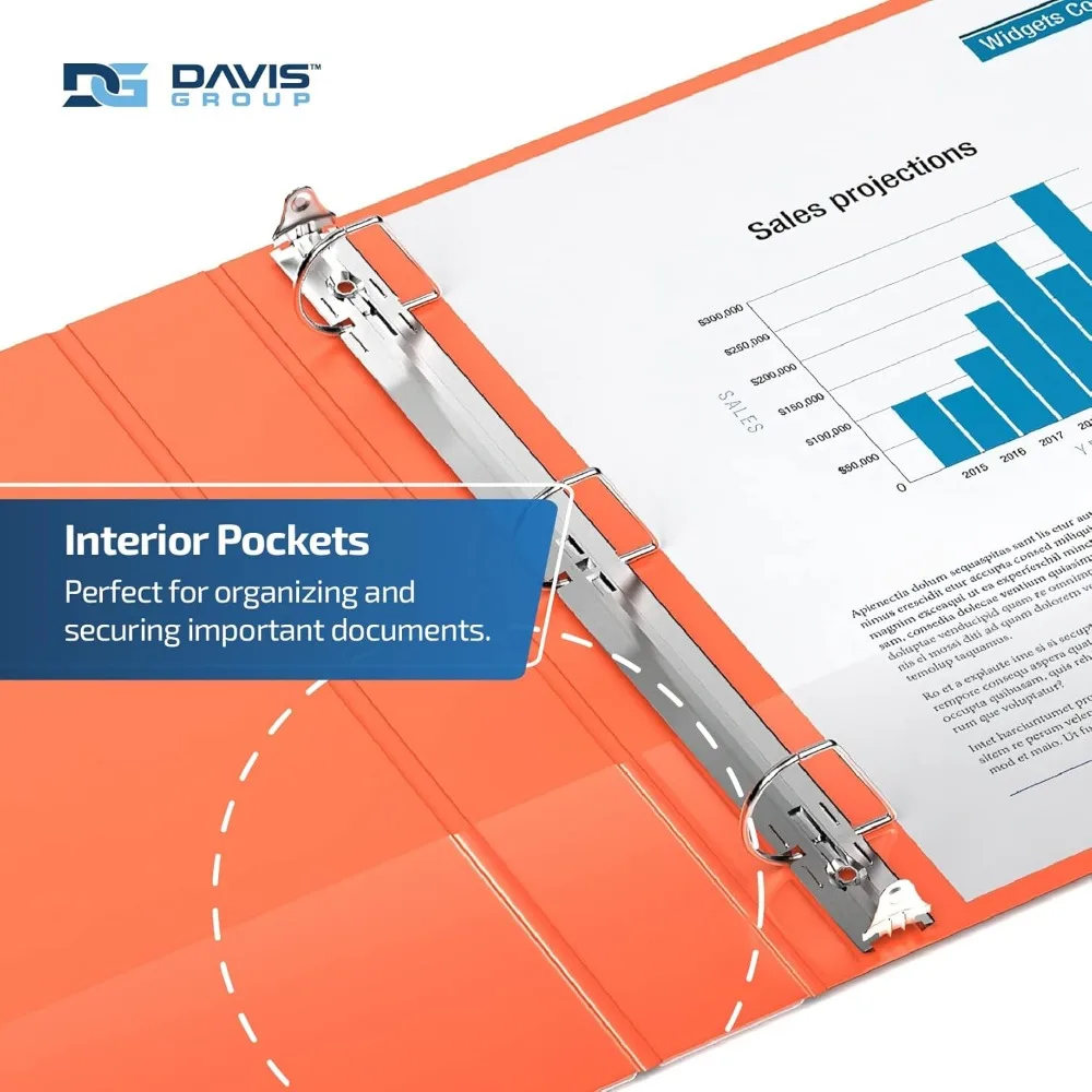Premium Economy 6-Pack D-Ring Binders, 3 Inch, Orange, Ideal for School and Office Use, Spacious Storage Solution