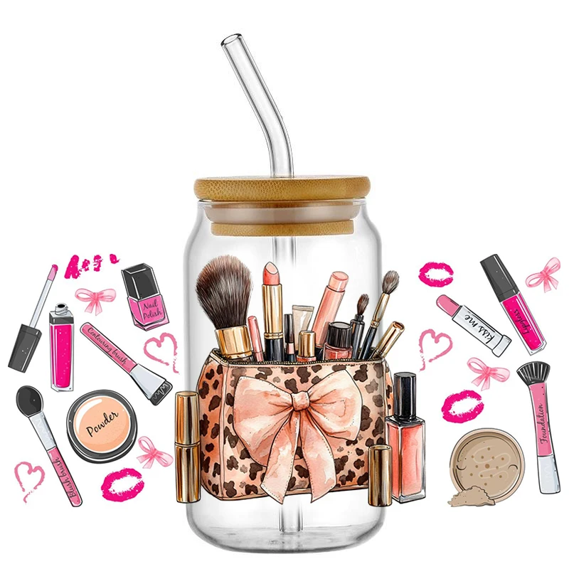 Design of women's cosmetics Custom UV DTF Sticker For 16oz Tumblers Waterproof DIY Logo Wrap Transfer Label  Home decoration
