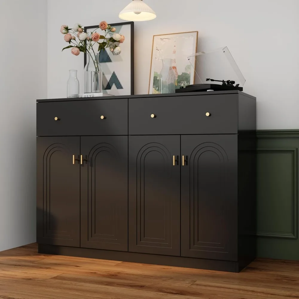 

Черный шкаф для хранения обуви с 4 дверцами и 5 полками, современный деревянный органайзер для обуви с 2 ящиками и регулируемой шкафом