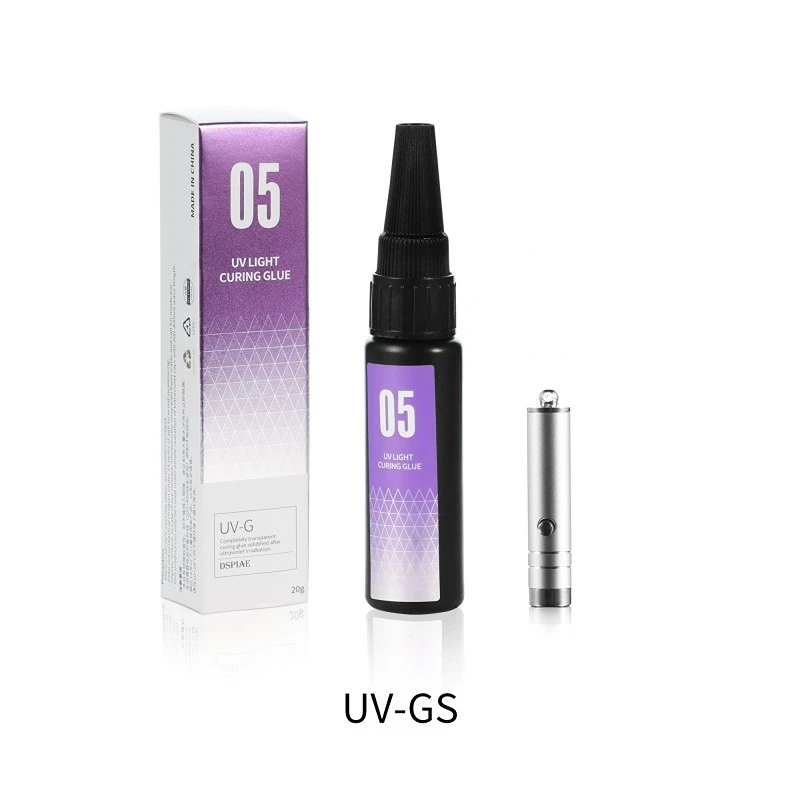 DSPIAE UV Light Curing Glue 20g with Mini UV Flashlight