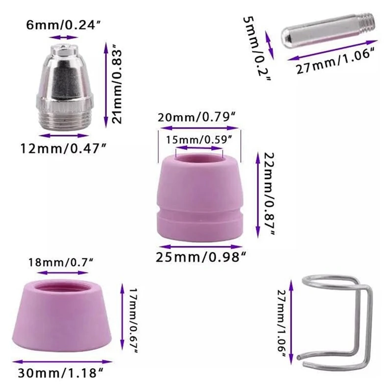 BAAG-Для ELECTRIC 58605 20A Детали плазменной резки 59184 Электроды 59183 Насадки насадки (комплекты из 5 шт.)