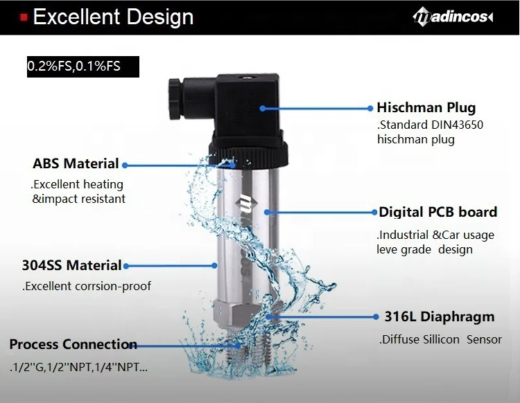 MPT910:0.1% High Quality Industrial RS485 Modbus Pressure Sensor Transmitter with Multi Temperature Compensation Calibration