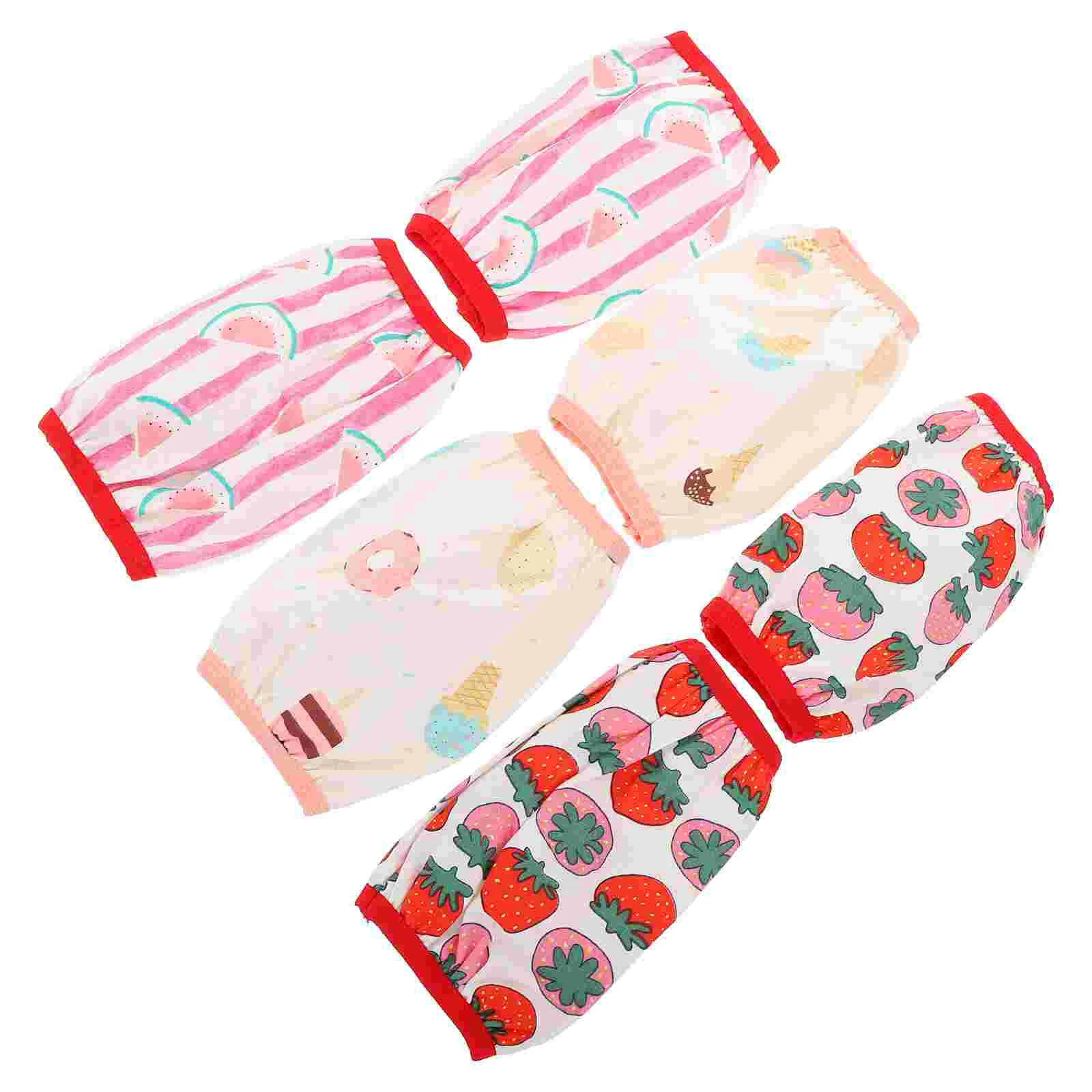 3 Pairs Sleeve Waterproof Cover Weaning Protector Cotton Arm Oversleeve Long Cuff Cartoon Oversleeves