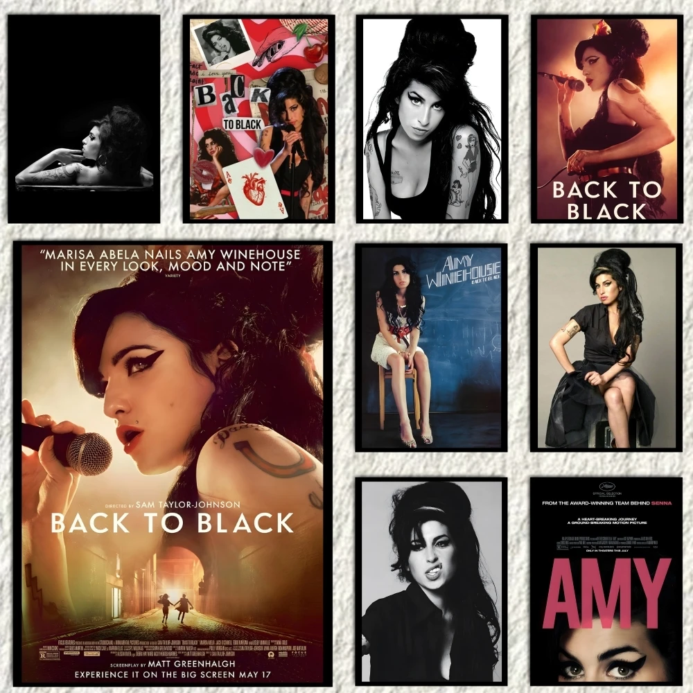 ايمي واينهاوس العودة إلى اللوحة السوداء الخط HD قماش المشارك غرفة المعيشة غرفة نوم بار الديكور الجمالي #1