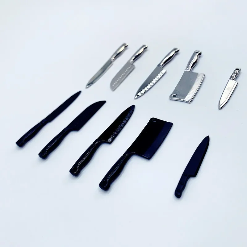 Miniature Kitchen Knife Set OB11 Dollhouse Accessories Food Play Metal Tools for Mini Scene