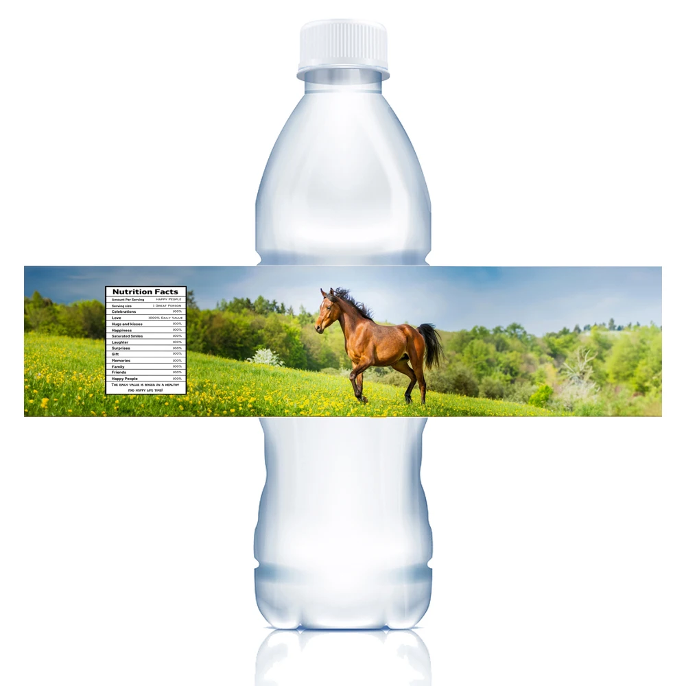 Wild Horse Water Bottle Labels Stickers Grassland Pony Birthday Outdoor Table Decorations for Boys Baby Shower Party Supplies