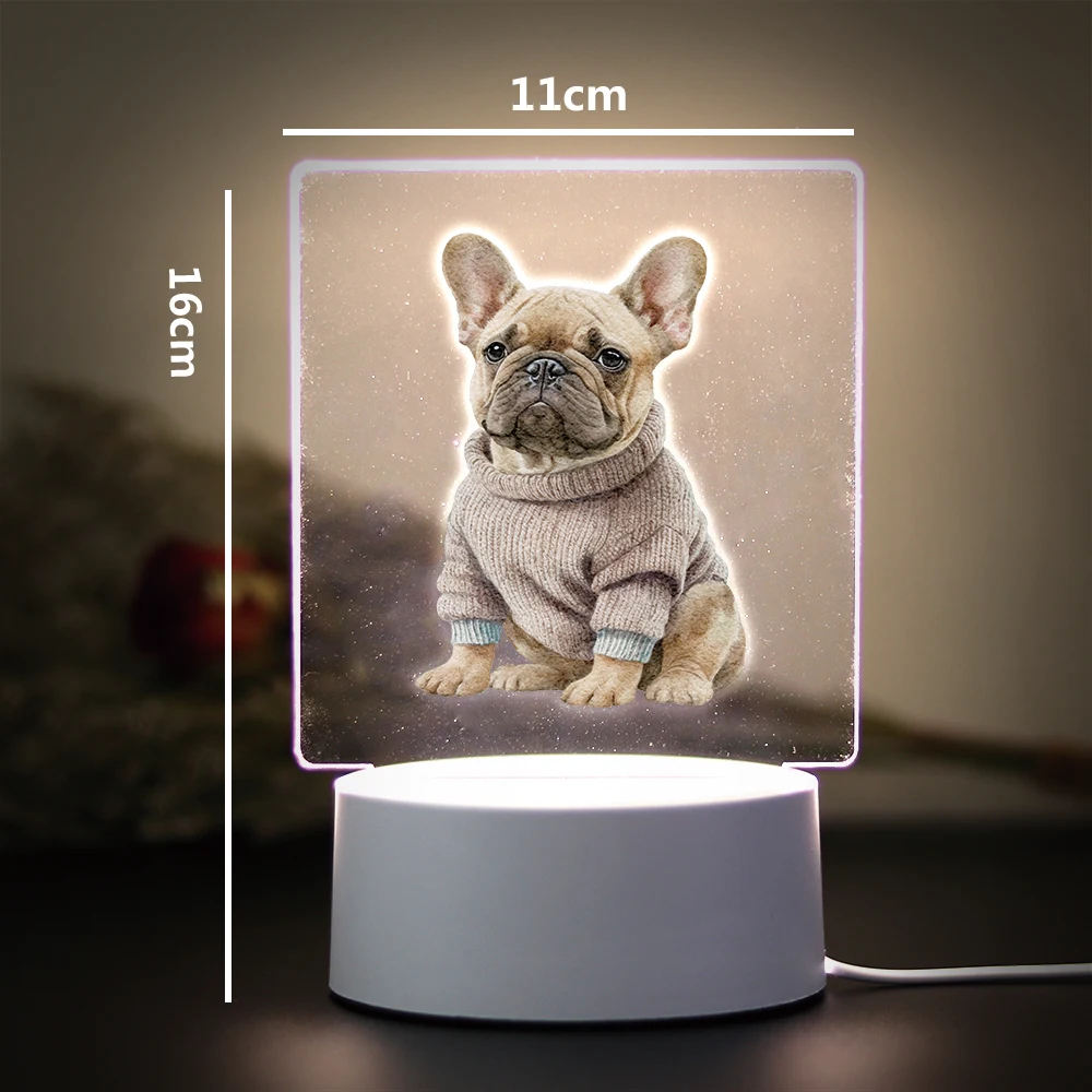 French bulldog Table Lamp Night Light 3D Illusion Lamp Bedside Rechargeable Night Lights Children\'S Christmas Gift 3D Lamp