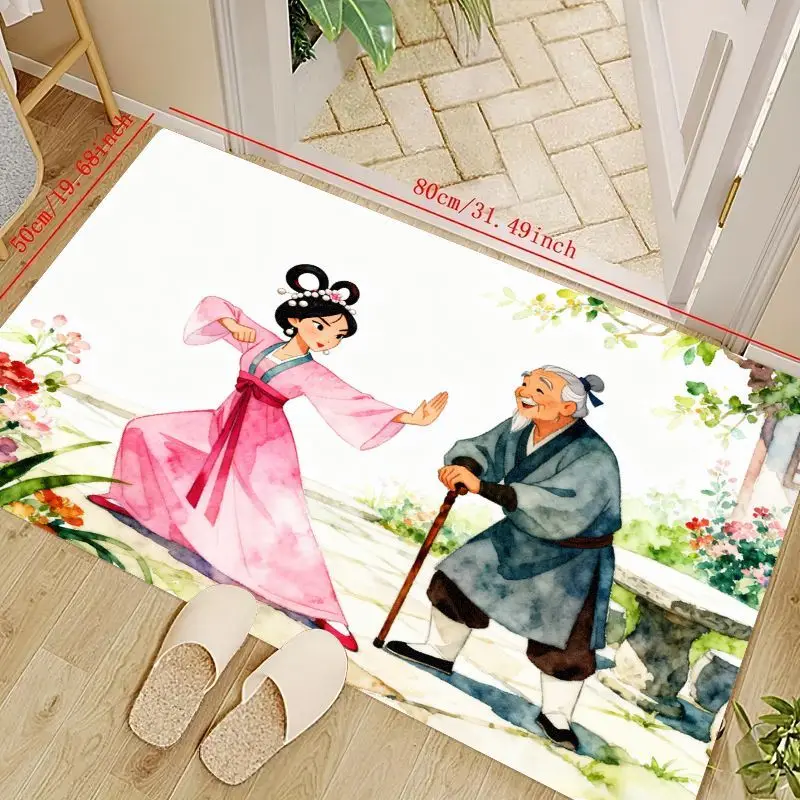 

1 шт. ковер из мультфильма в китайском традиционном стиле с очаровательными персонажами для домашнего декора гостиной, детская площадка для игр, мягкий му