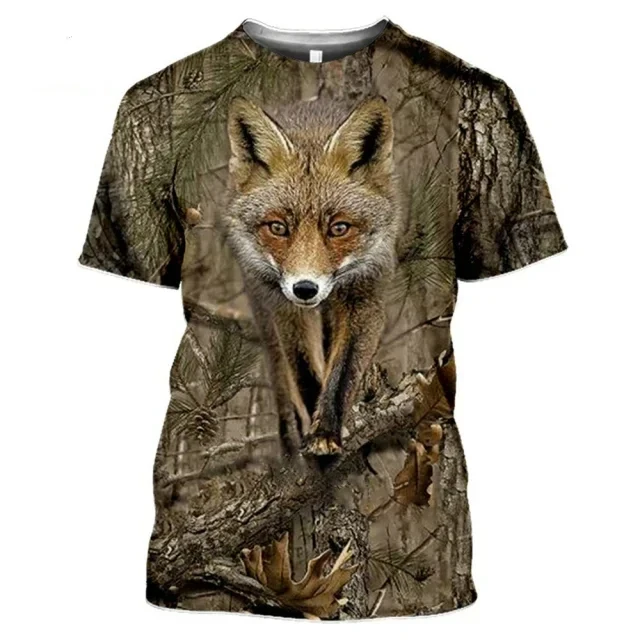 Wild Boar 3D printed T-shirt Men\'s short sleeve o collar Outdoor hunter Animal loose dry Breathable personality clothing