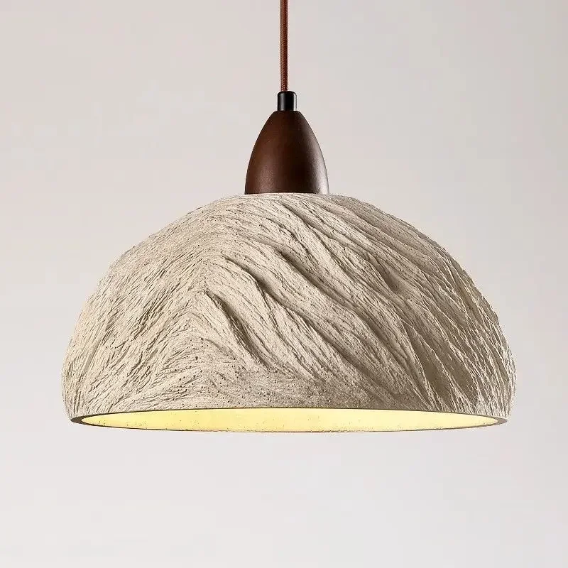 

Japan style LED pendant light retro yellow cave stone hanging lamp suitable for bedroom bedside table balcony chandelier