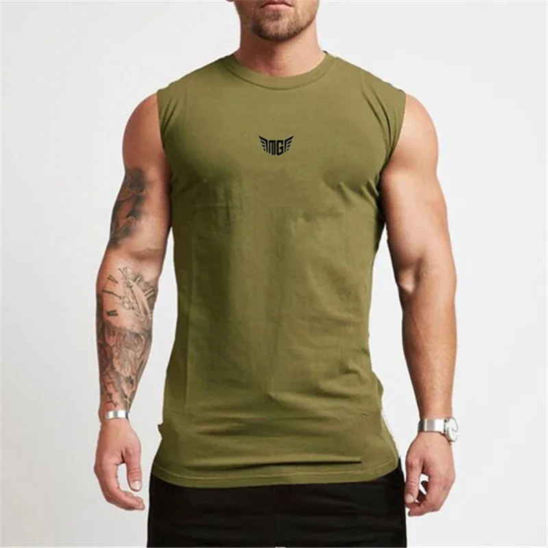 Summer Compression Gym Tank Top Men Cotton Bodybuilding Fitness Sleeveless T Shirt Workout Clothing Mens Sportswear Muscle Vests