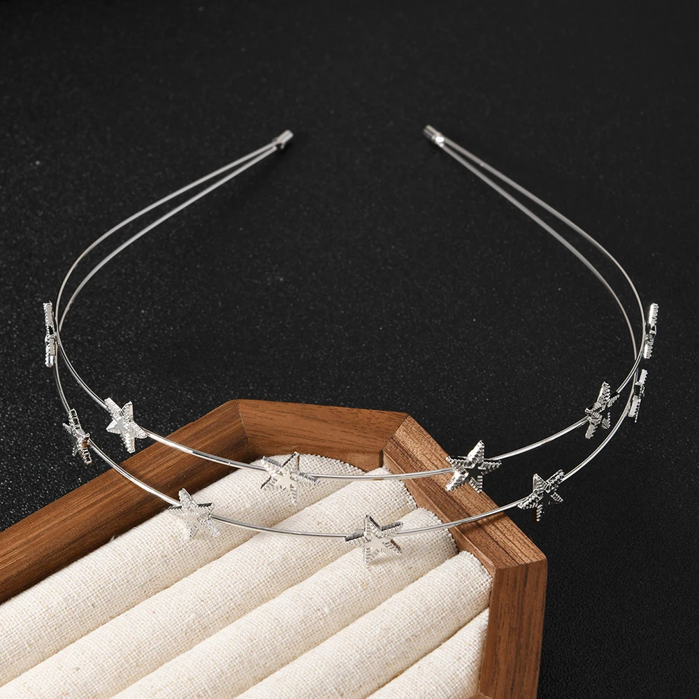 Das Fashion Star Fünfzackige Stern-Doppelschicht-Haarband Ist Schönes und Vielseitiges Accessoire für Frauen, Perfekt für Tägliche Anlässe – Detail 2