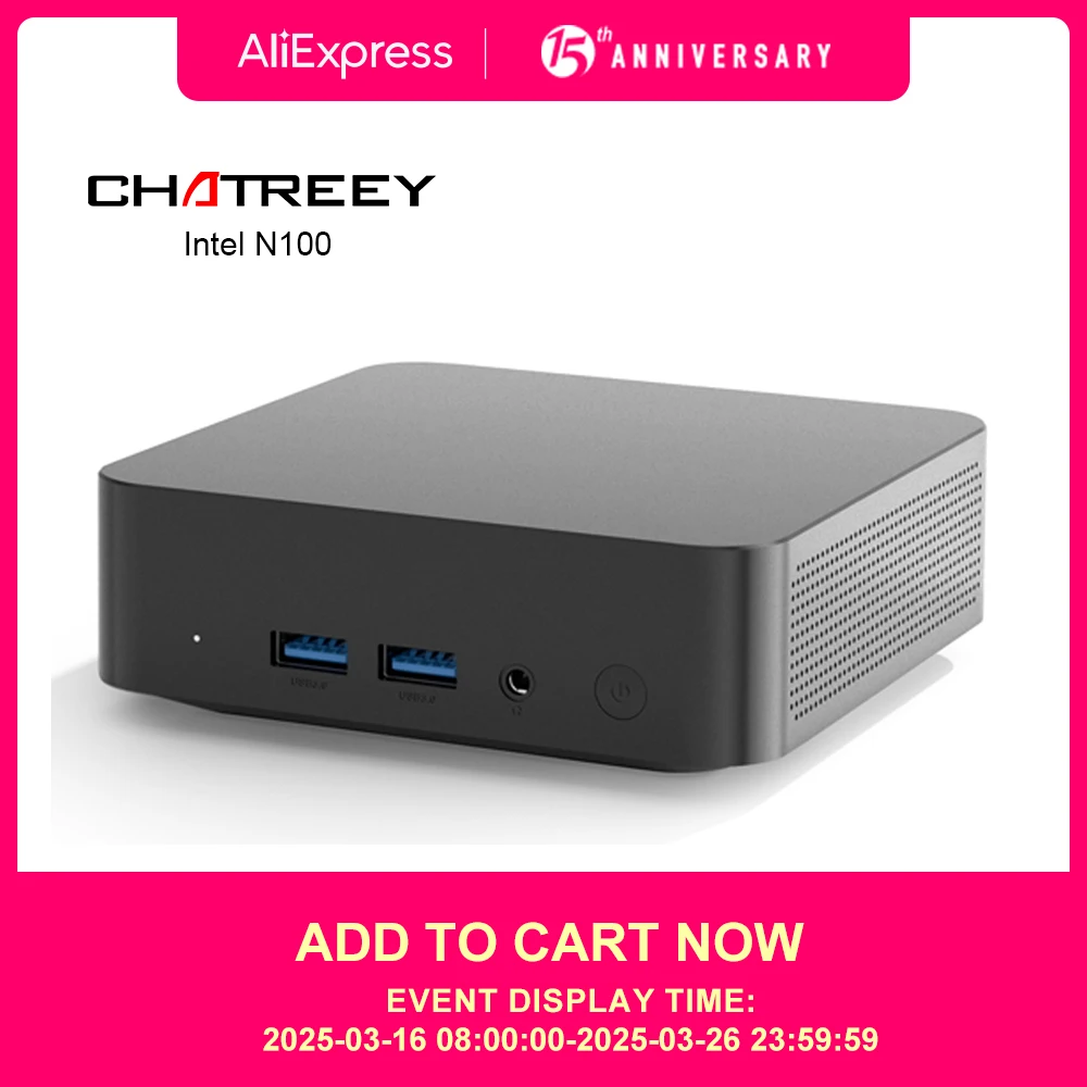 Chatreey  Mini PC T9N100/T9H N150 WIFI5 Windows 11 Ultra Small Pocket Computer Dual SSD Full Function Type-C 4K 60Hz RGB Output