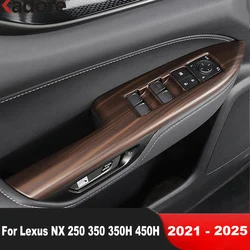 Car Door Armrest Window Lift Switch Button Panel Cover Trim For Lexus NX 250 350 350H 450H 2021-2024 2025 Wood Grain Accessories
