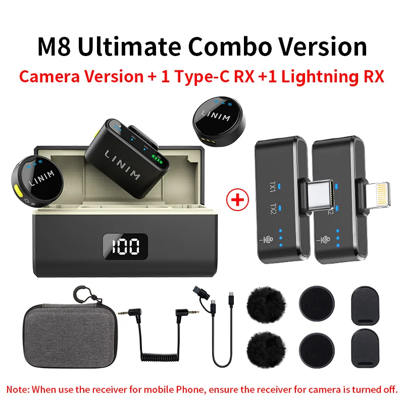 LINIM M8 Wireless Lavalier Microphone for iPhone Camera Type-C Wireless lapel microphone for Vlog Interview Live Streaming Mic