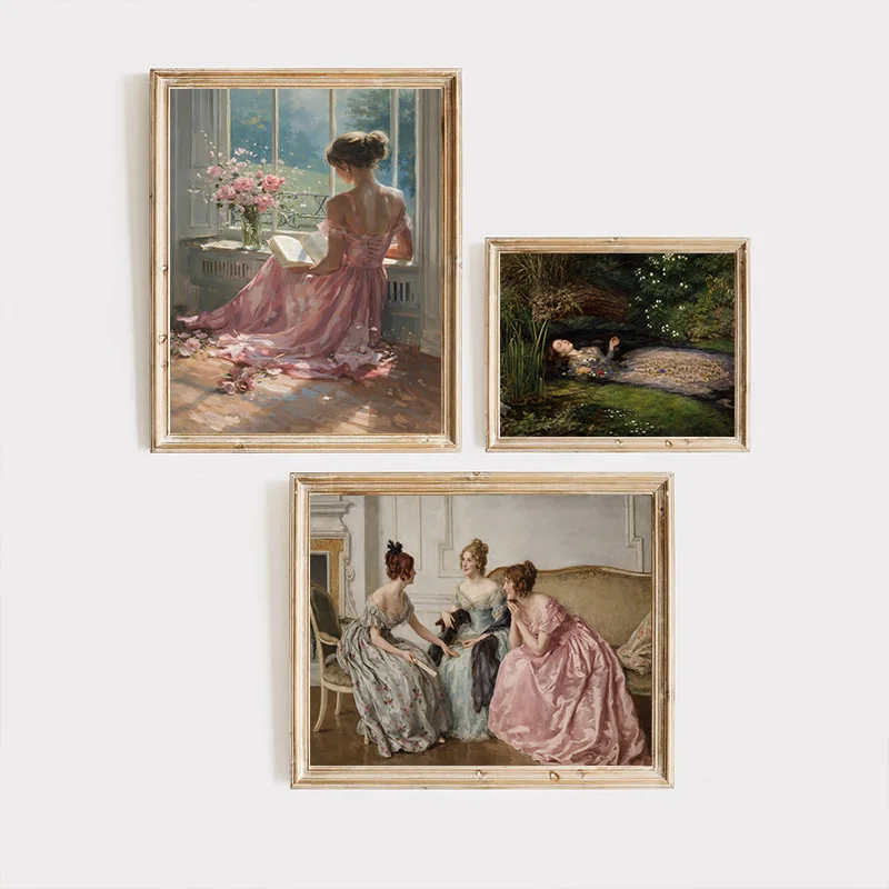 Vintage Classical Oil Painting Girl-Style Poster Elegant Romantic Canvas Print Wall Decoration Painting Home Decor for Bedroom