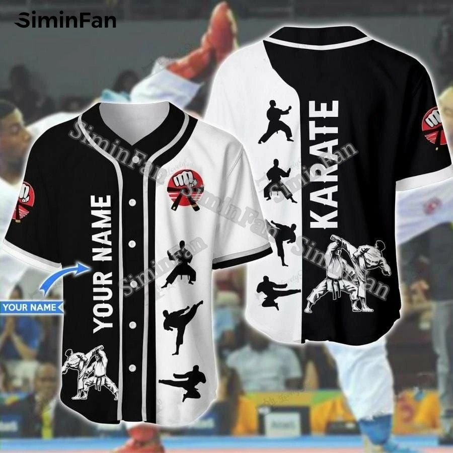 

Karate Custom Name 3D All Over Printed Mens Baseball Tee Jersey Shirts Male Summer Collarless Top Unisex Casual Sporty Tshirt