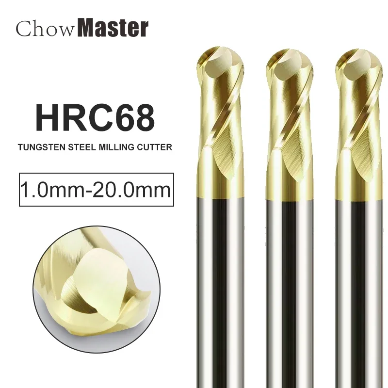 Titanium Alloy Special Ball End Cutter HRC68  Series Tungsten Steel Milling Cutter 2-Flute Spherical Carbide Milling Cutter