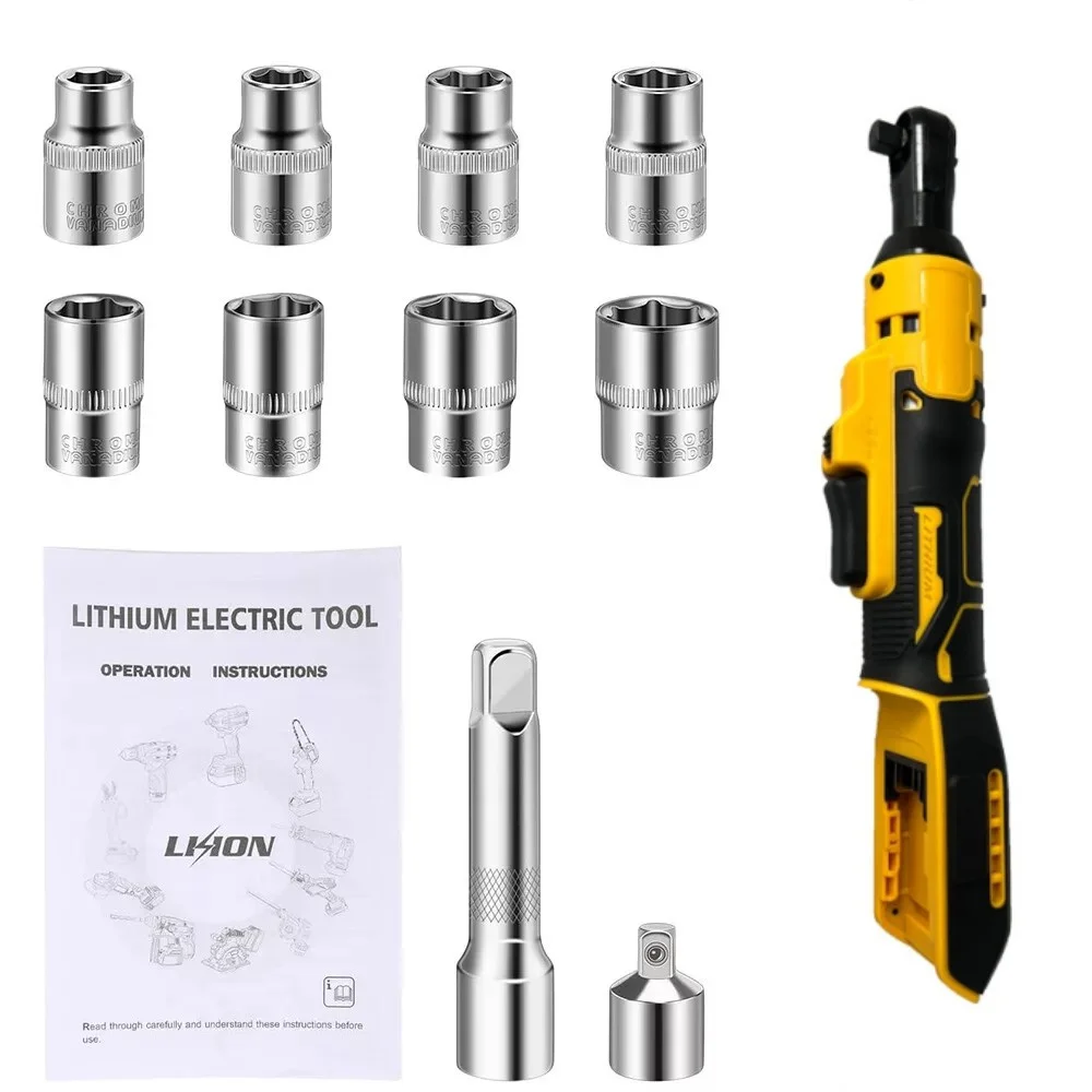 500N.M Cordless Electric Ratchet Wrench 3/8 Inch Angle Drill Screwdriver Removal Screw Nut Car Repair Tool For Dewalt 18V-21V