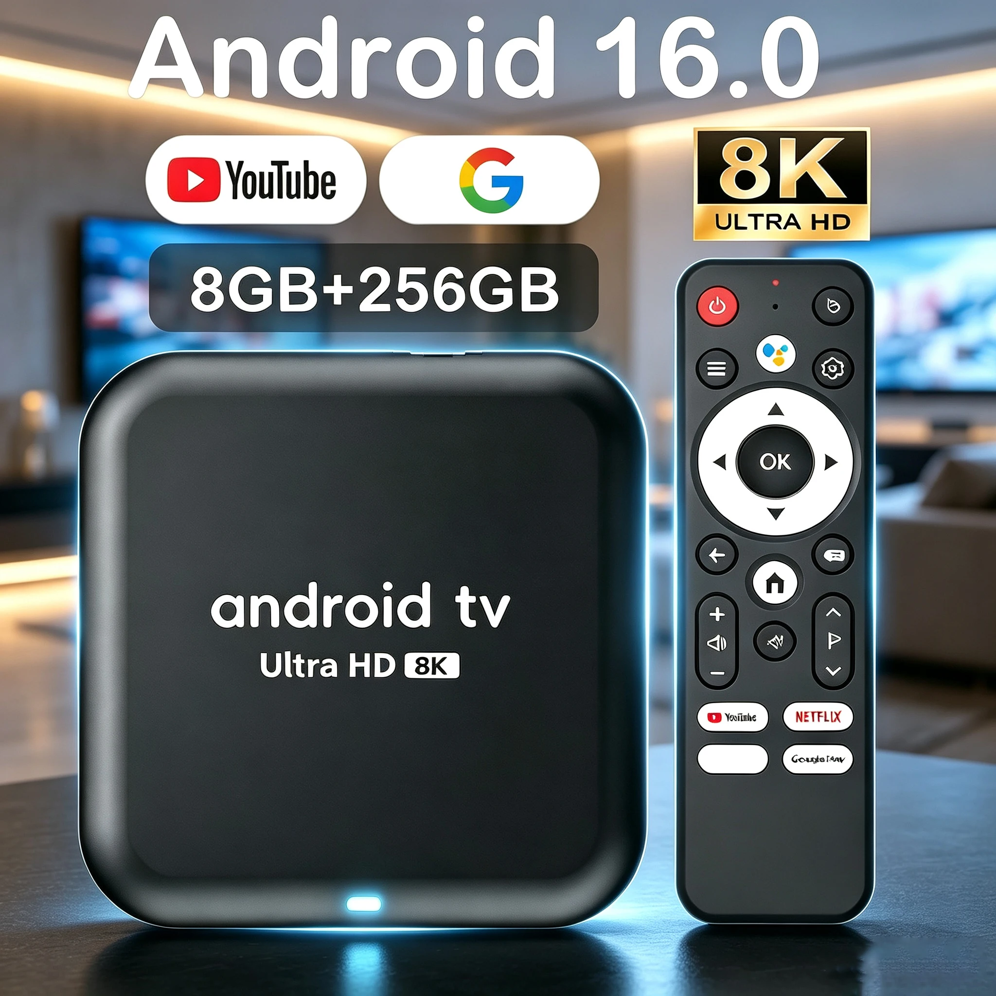 Smart TV Box Android 16 Q18 RK3518 Dual Wifi6 5G Google Assistant 8K Video BT6.0 8GB 256GB Media Player Very Fast Set Top Box