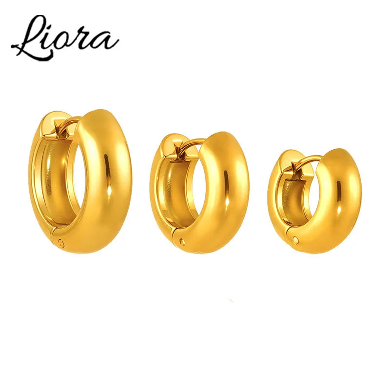 Liora – boucles d'oreilles rondes minimalistes en acier inoxydable pour femmes, hypoallergéniques, plaquées or PVD, sans ternissement, bijoux quotidiens