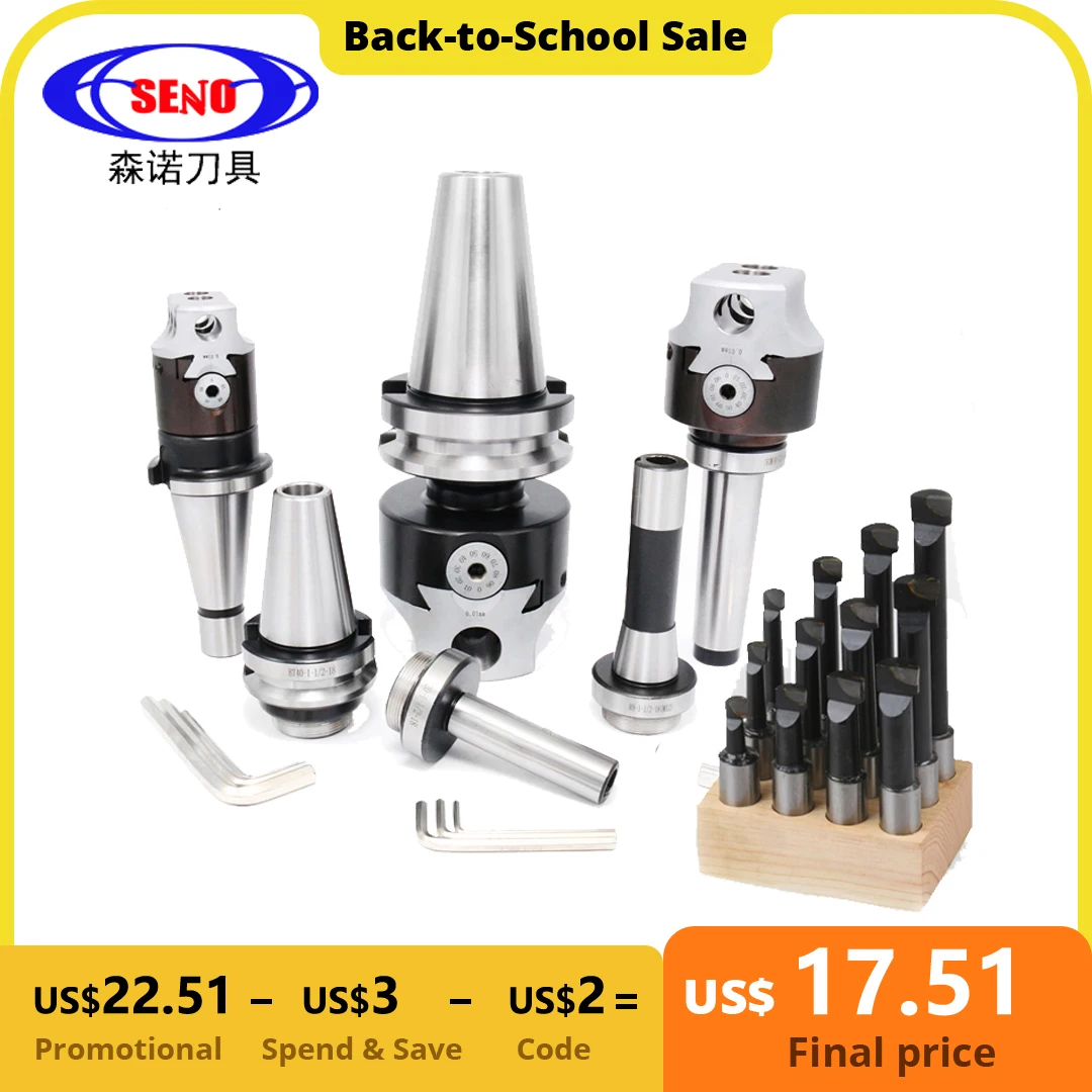 SENO Boring Cutter Shank Set Tungsten Carbide Bar Boring Head MT R8 BT NT Boring Bar Milling Holder for Milling Machine Tools