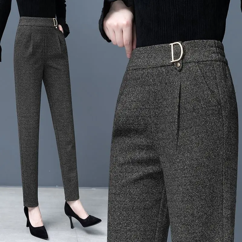 Pantalon en laine pour femme, pantalon carotte amincissant, pantalon taille haute adt, jambe droite, sarouel décontracté, nouveaux articles, automne et hiver 2024