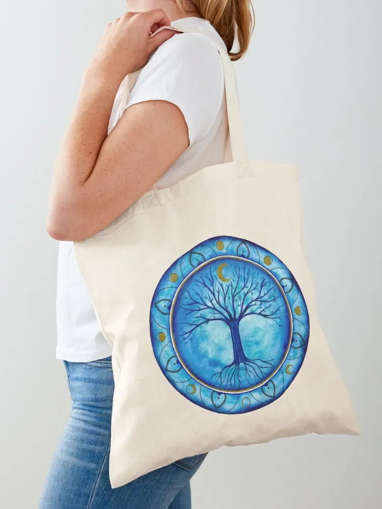 

Blue moon phases tree Tote Bag tote bag women shopping trolley bag Women bags