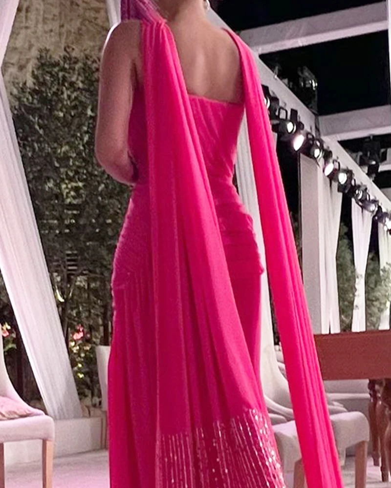 الرجعية حمالة غمد فساتين المشاهير فستان الحفلة الراقصة سرق أكمام الطابق طول الشيفون فساتين السهرة الرسمية Veachernierreózia #6