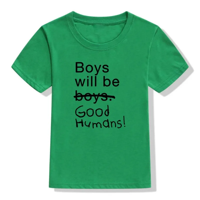 Summer Toddler Kid Boy Clothes Boys Will Be Good Humans Funny Shirt Kids Letter Print Shirt Children Cute Casual Tops Outwear