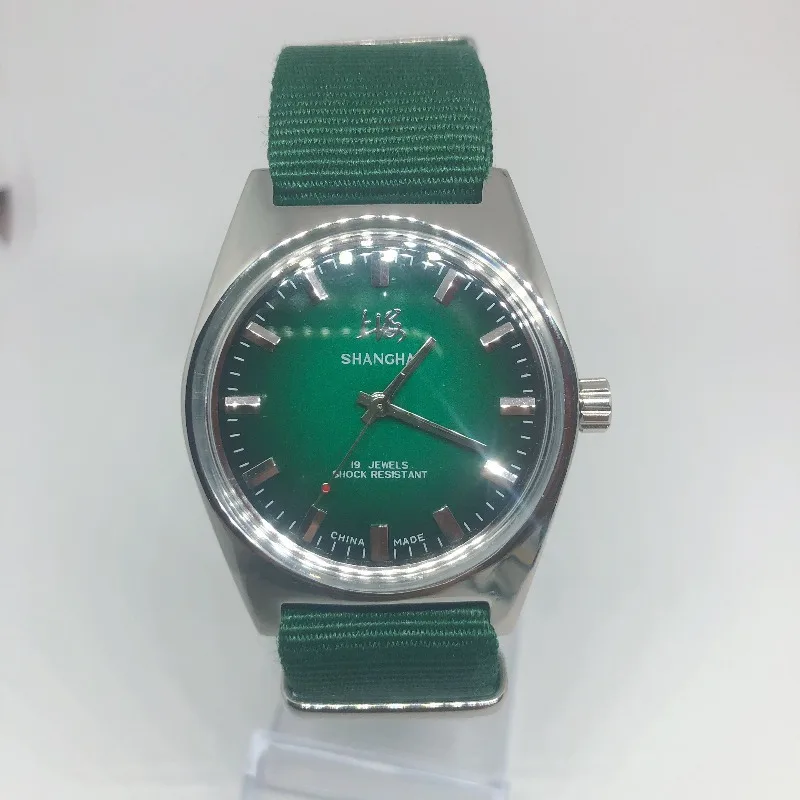 7120 Manual Mechanical 19-Jewel Movement Business Watch, Commemorative Huai Color Dial All Steel, Shanghai Second-Hand - view 5