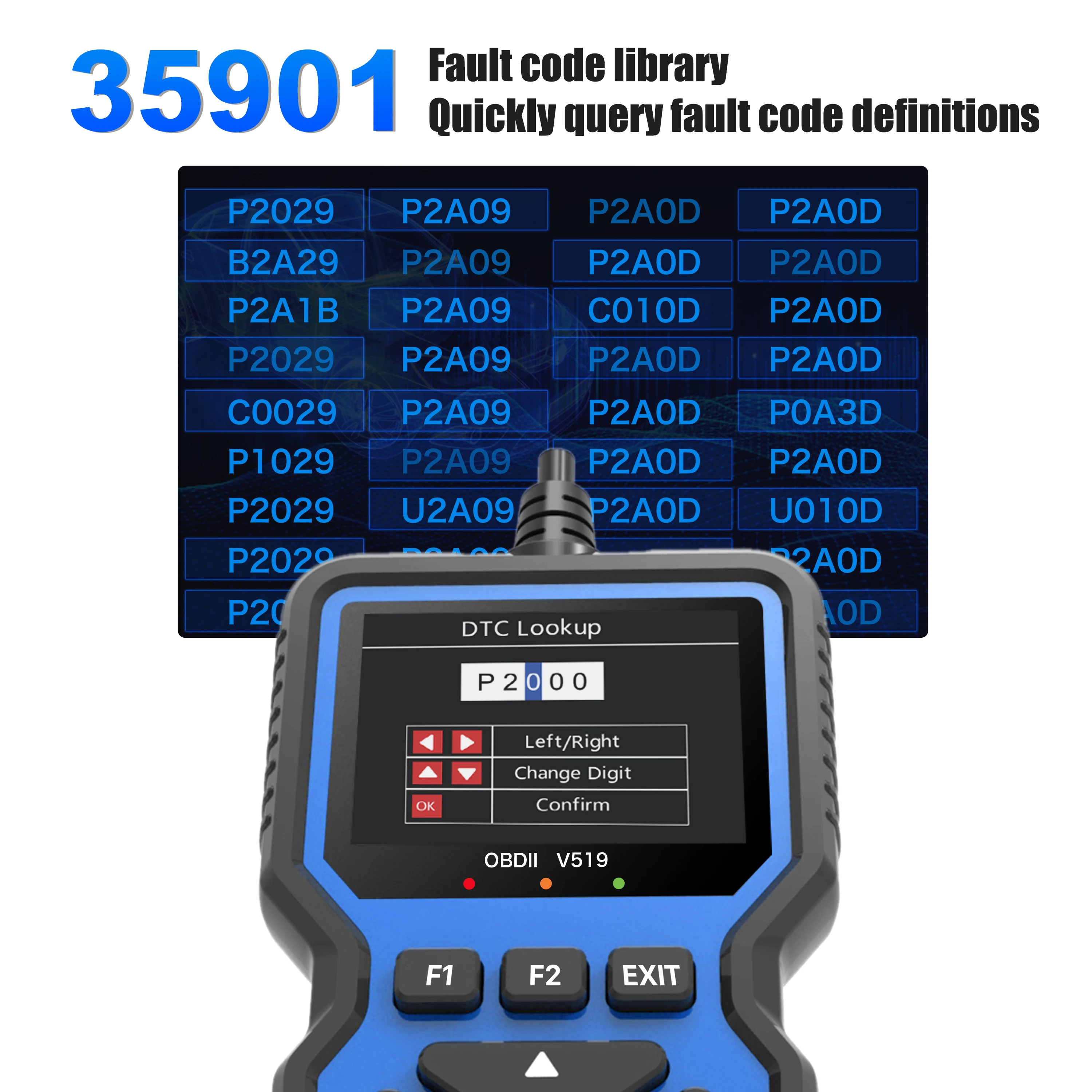 V519 Automotive Troubleshooter obd2 elm327 Engine Fault Read Data Battery Voltage Detection