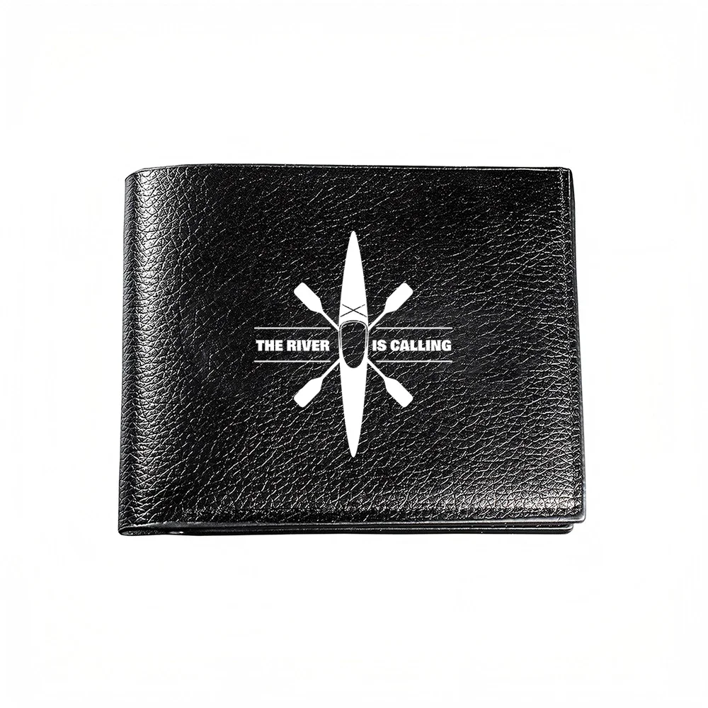 The River Is Calling Canoe And Paddles Design Men S Wallet Card Holder Casual Business Fashion Print