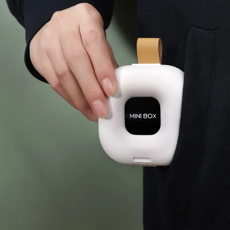 Xiaomi śliczne nowoczesne proste przenośne smycze do paska Anti-Lost Mini siatka odwróć szczelne pudełko do przechowywania pigułek organizer do domu apteczka