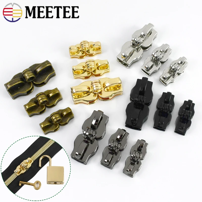 

2/5/10Pair 5#8#10# Double Hole Nylon Zipper Puller Password Padlock Zippers Slider Bag Closure Repair Kit DIY Sewing Accessories