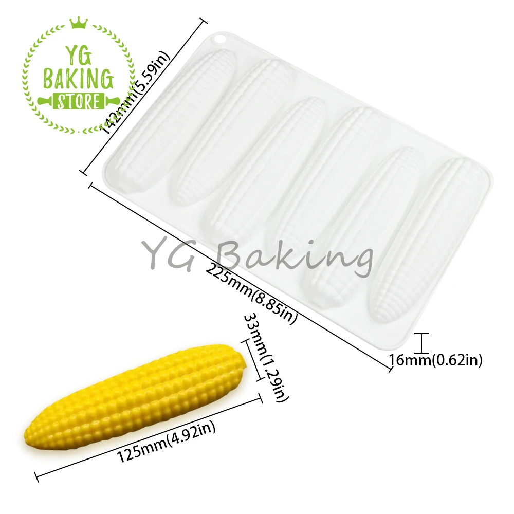 Dorica 6 Cavity 3D Corn Design Pudding Silicone Mousse Mould DIY Maize Dessert Chocolate Mold Cake Decorating Tools Bakeware