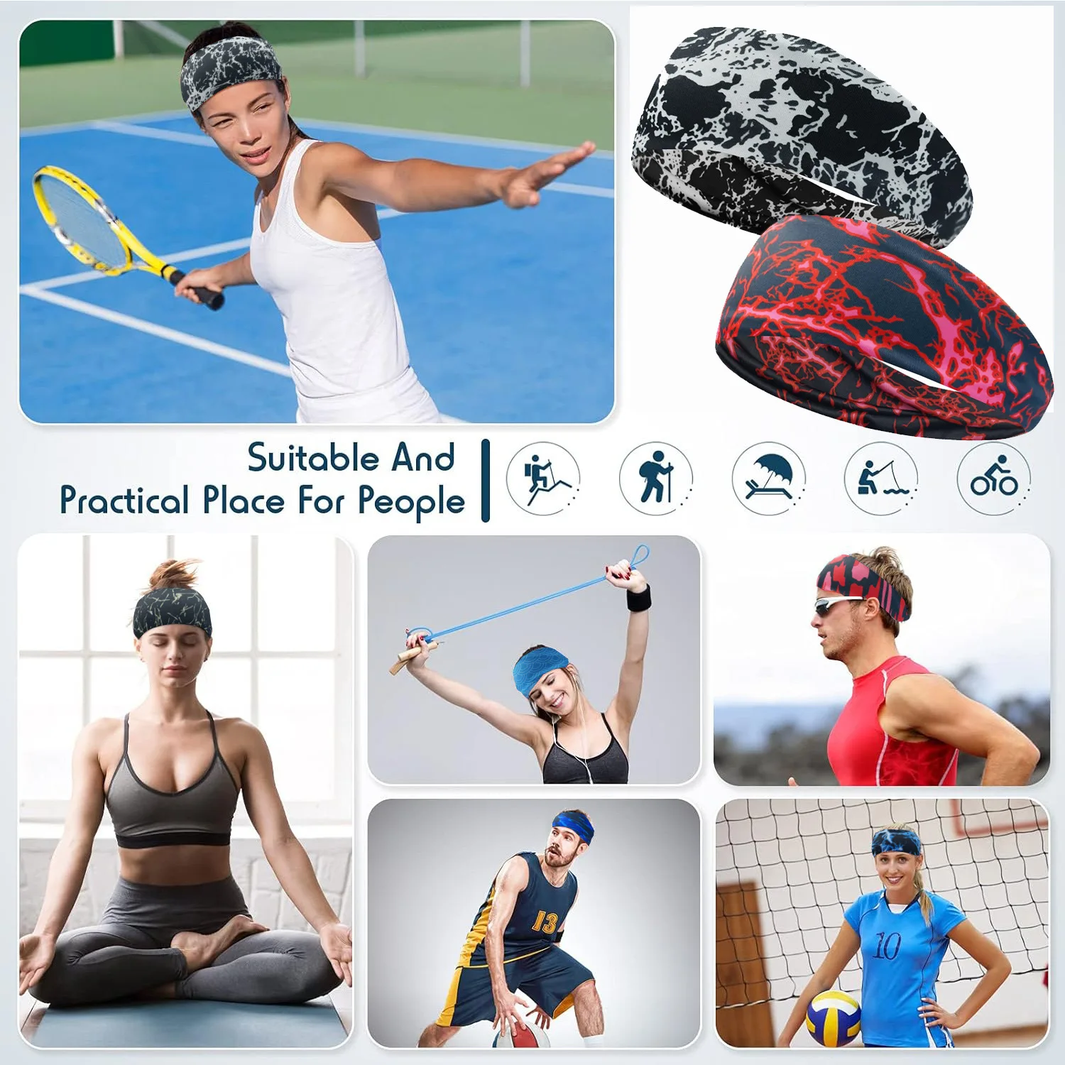 Fascia anti-sudore fitness unisex Fascia da corsa Sport che assorbe i capelli da yoga