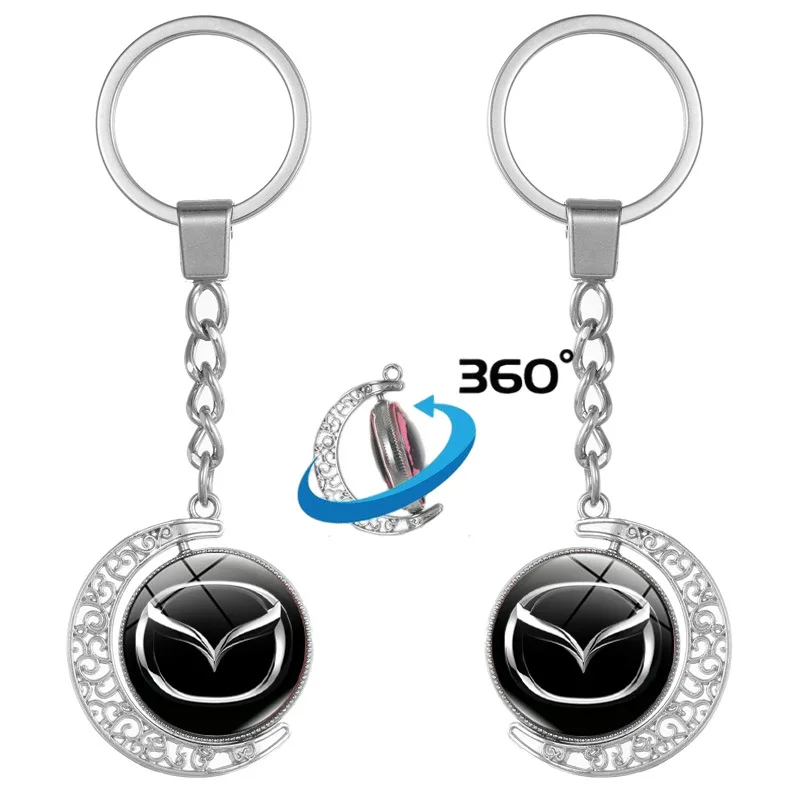 

Rotating Moon Key Chain Rings Car Keyrings Pendant for Mazda MS Speed CX4 6 Atenza 3 Axela MX5 CX7 CX5 CX9 323 RX8 626 CX30 Bt50