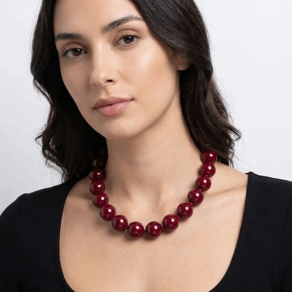 Aesthetic Round Beaded Necklace Candy Color Acrylic Women Choker Glass Beaded Boho Style Clavicle Chain Women Girls