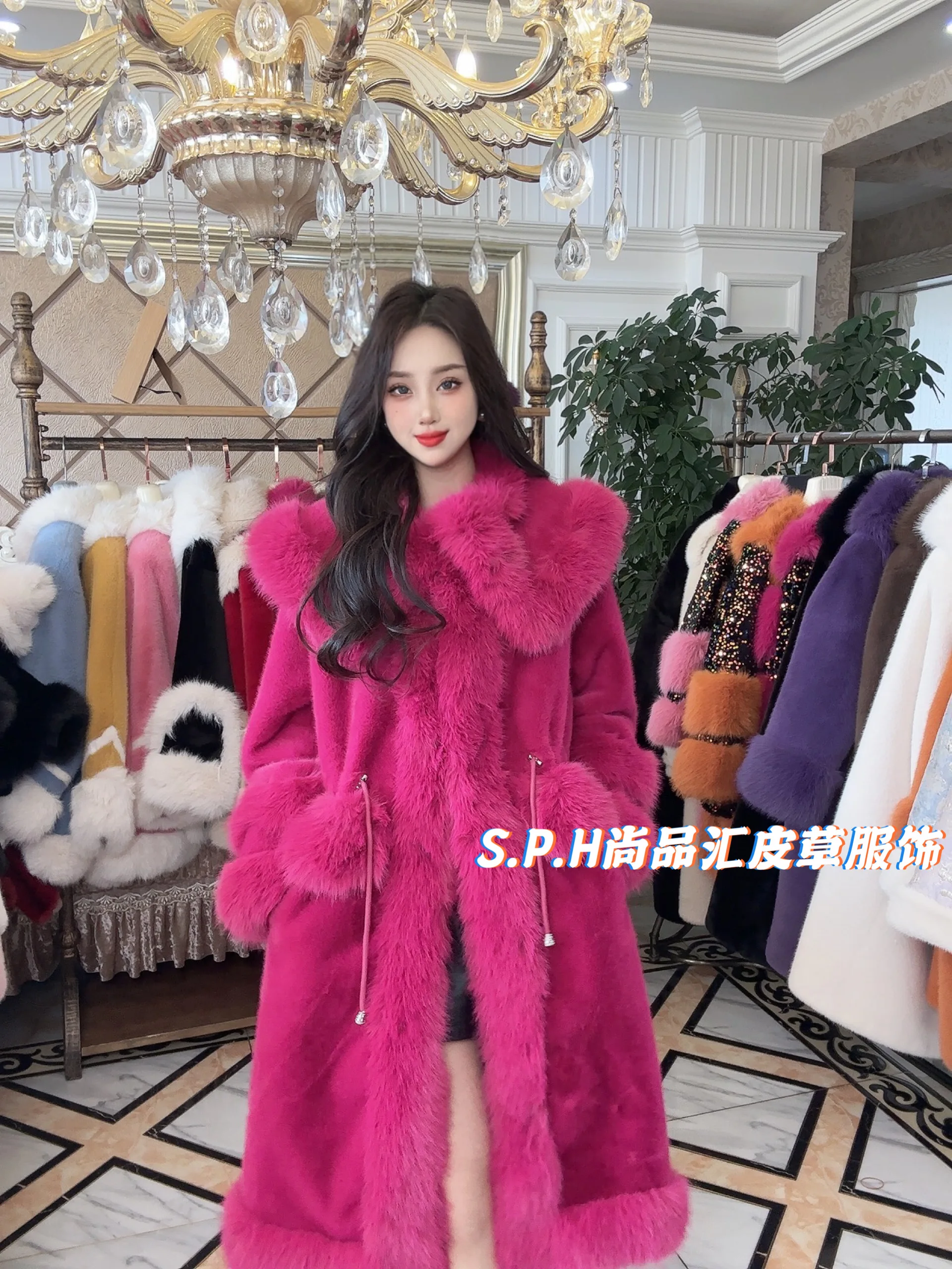 New Winter Fashion Fur Coat European Mink Sweet Toka Fox Fur Tight Waist Fur Collar Slimming Temperament Warm Women\'s Jackets