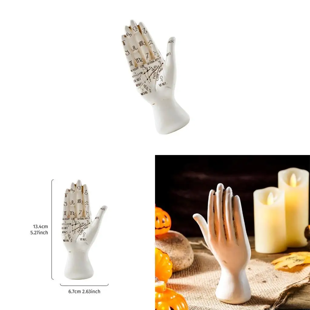 F19B Palmistry Hand Resin Statue Telling Palms Reading, Ancient Mystical Palms with Lines and Symbols Sculpture for Palms