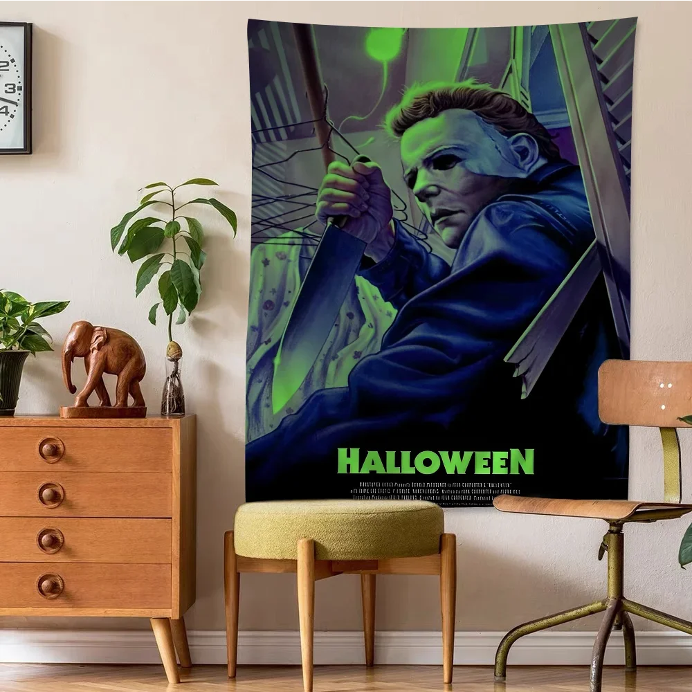 Horror Movies Halloween Michael Myers Classic Vintage DIY Wall Tapestry Hanging Tarot Hippie Wall Rugs Dorm INS Home Decor