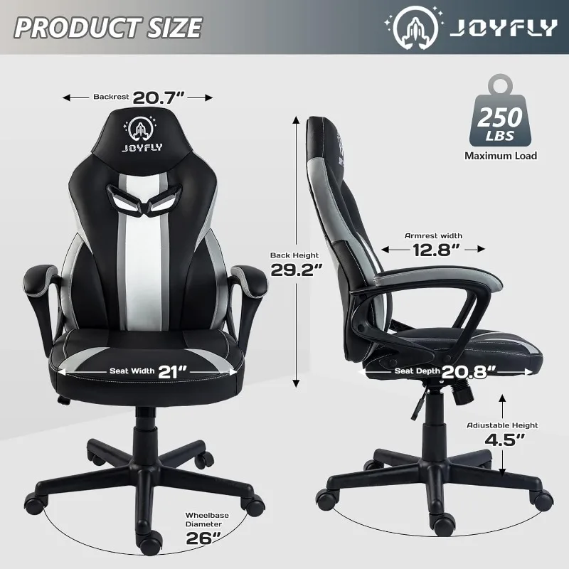 Silla ergonómica de Gaming para adultos y adolescentes, sillón Gamer de estilo de carreras, PC con soporte Lumbar, 300lbs (negro)