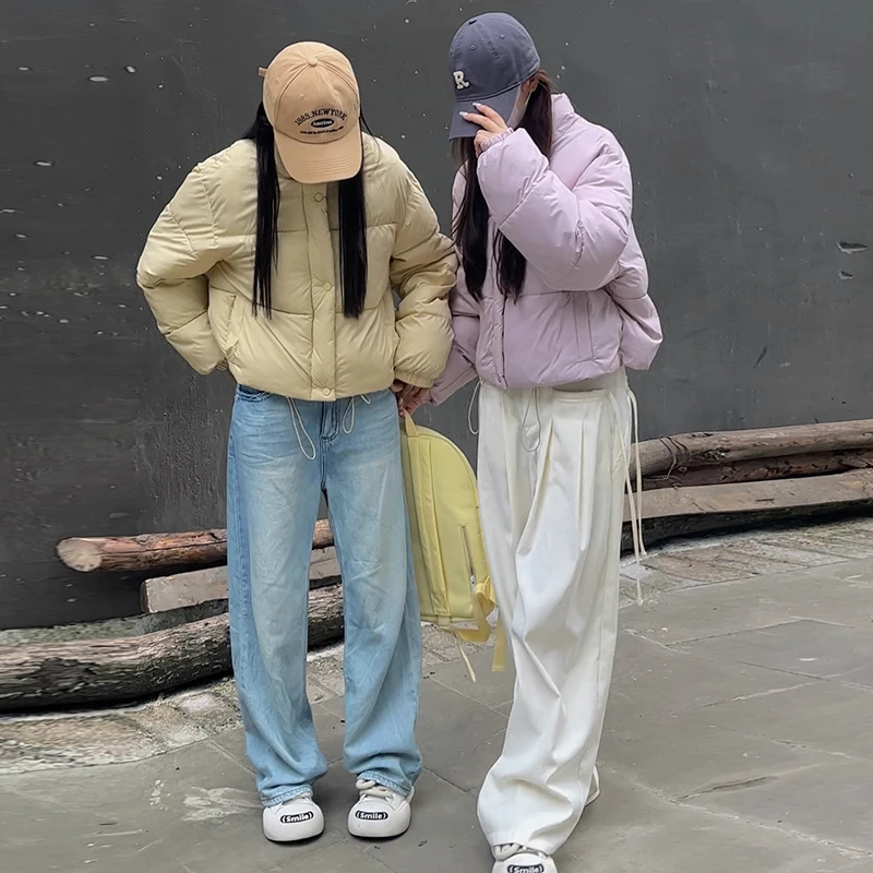 سترة نسائية قصيرة سميكة من القطن شتاء جديد دافئ الوقوف طوق الخبز معطف الكورية نمط فضفاض تنوعا الفتيات ملابس خارجية الصلبة #2