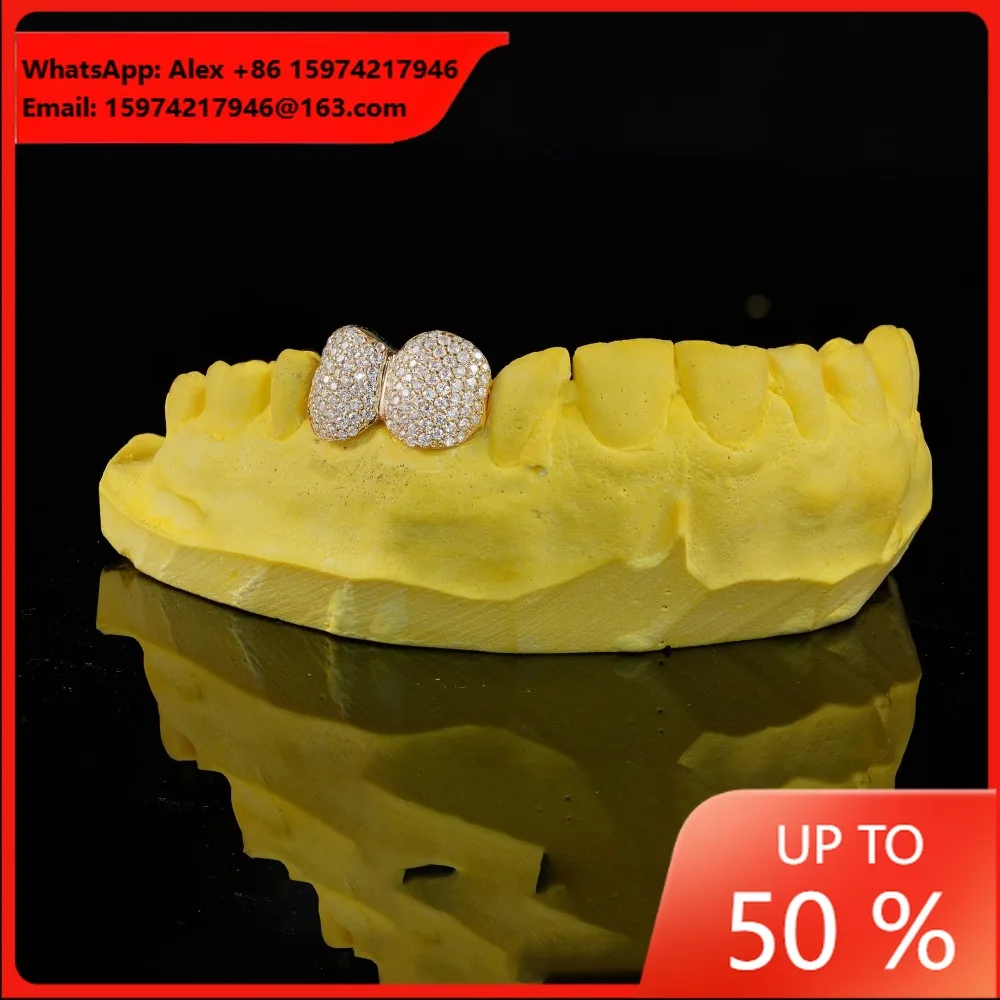 European And American Cross-border Hot-selling Grill GRILLZ Hip-hop Moissanite Braces Honeycomb Inlay