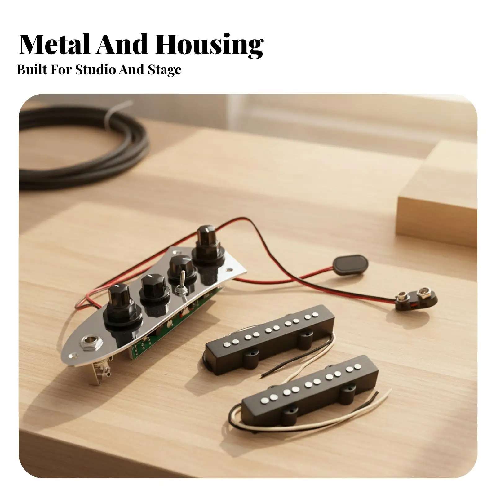 Complete Bass Guitar Electronics Assembly Metal Plastic Pickup Set with Knobs and Output Jack for Bass