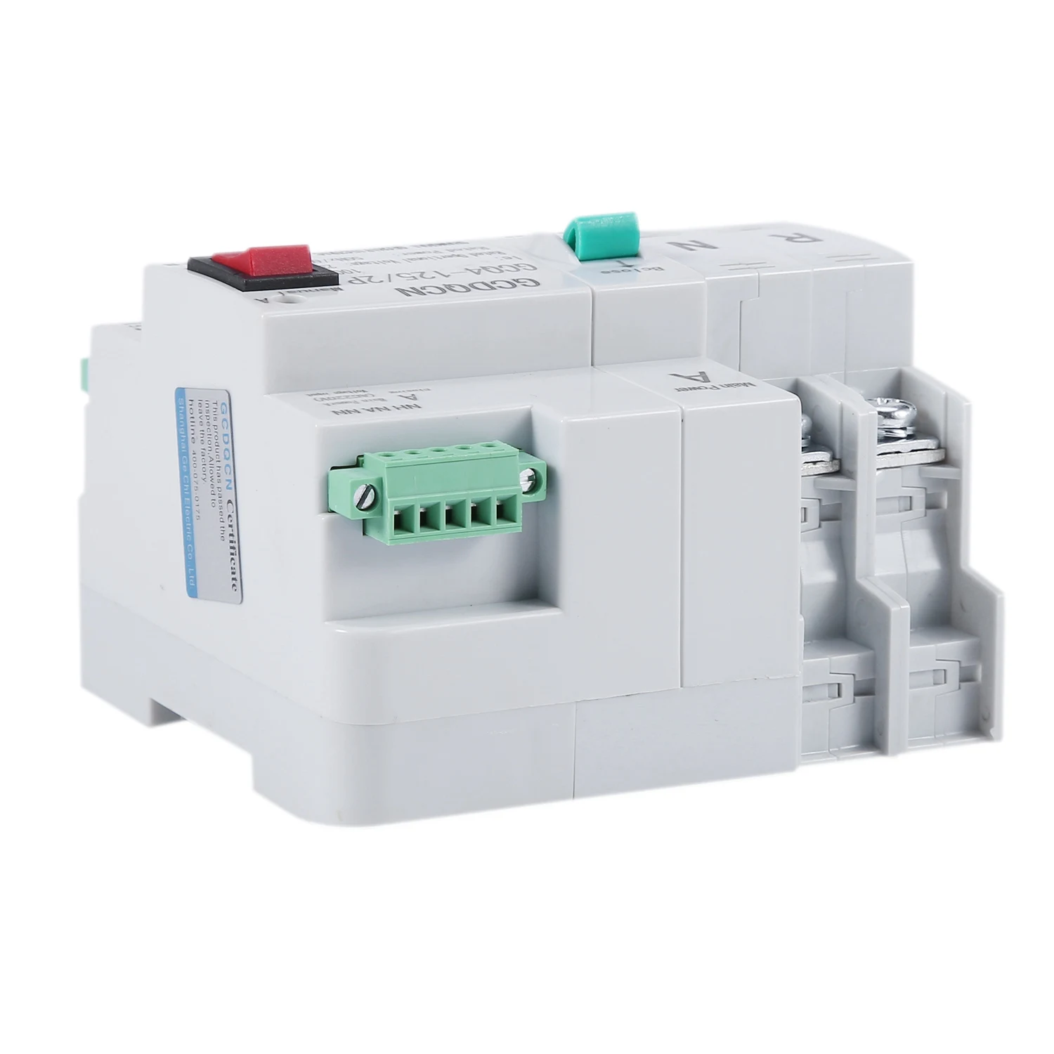 A60F-Dual-Power Automatic Transfer Switch 2P 100A Household 35Mm Rail Installation