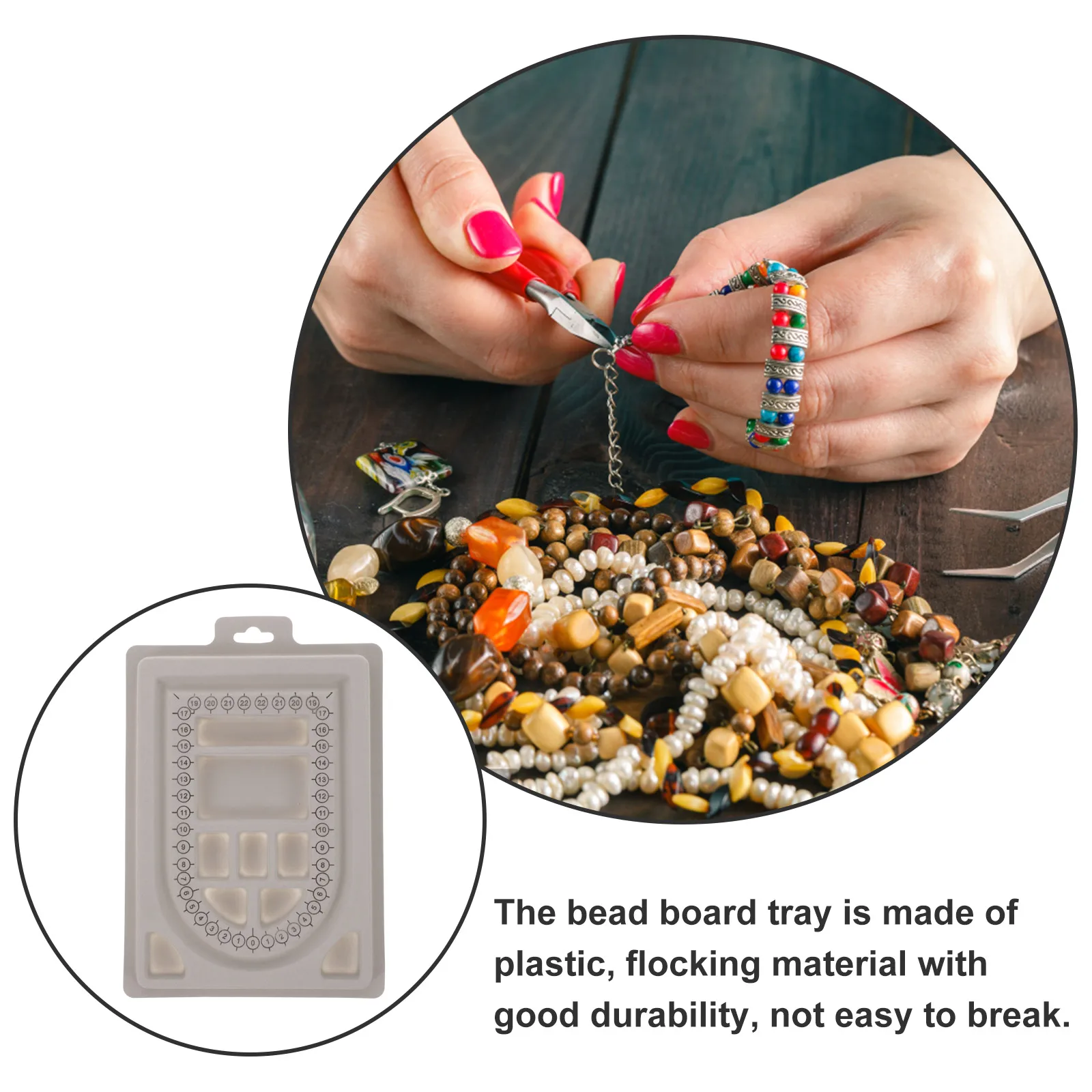 

Jewelry Design Board Bead Necklace Bracelet Measurement Tray Plastic Flocking Craft Tool Stringing ganizing